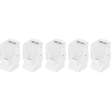 Lot de 5 connecteurs CAT3 RJ11, connecteurs téléphoniques modulaires, connecteur 6P4C AWG26 Convient pour les applications téléphoniques, fax, vocales dans les systèmes de câblage (1/4)
