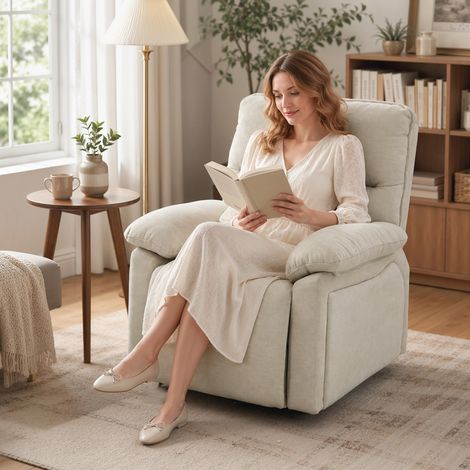 Fauteuil Releveur Électrique Massage Vibration et Chaleur Crème (1/5)