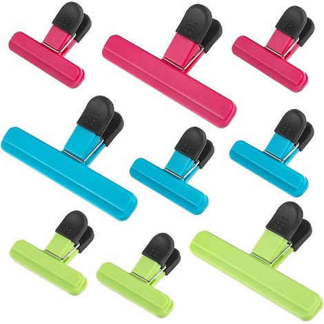 Set mit 9 oder 12 verschiedenfarbigen Lebensmittelbeutelclips für die Küchenverpackung (1/5)