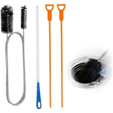 4-teiliges Abflussreinigungsbürsten-Set, professionelle Spülbecken-Reinigungsbürste, Haarentfernungsset für Duschen - (1/5)