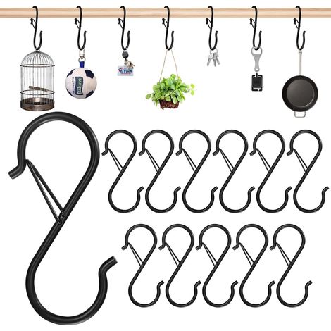 S Hook - Acero Inoxidable - Cierre Anticaída Integrado - Para Cocina Armario Baño Patio - Paquete de 10 (1/5)