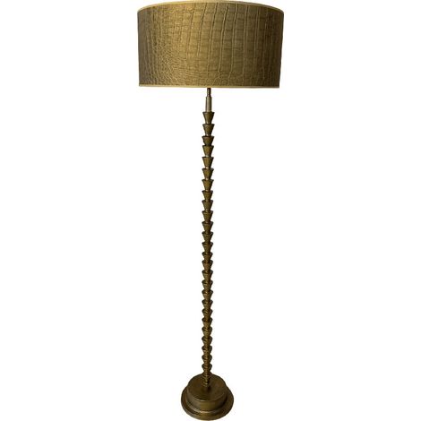 Lampadaire Sculpture Ely en Métal Bronze et Abat Jour Croco 159x50x50cm (1/2)