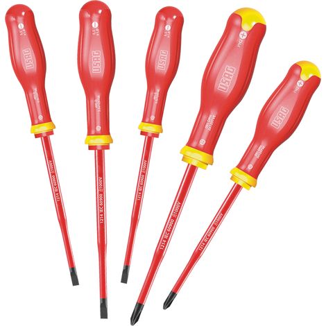 USAG 091 D/SH5 Jeu de 5 tournevis pour vis à fente et cruciformes 1000V (1/2)