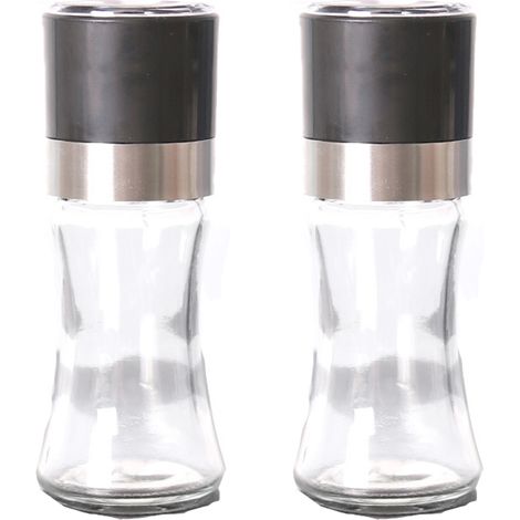 Salière et poivrière élégantes avec fond en verre transparent Compactes pour la cuisine et la salle à manger (1/5)