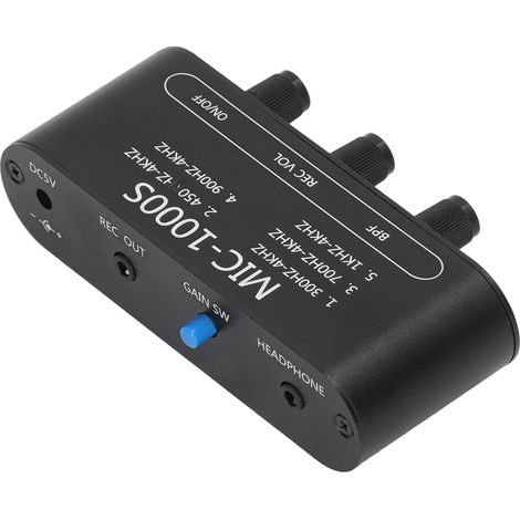 Einstellbarer Frequenz-Audio-Leistungsmikroverstärker, einstellbare Verstärkung 200x (45dB) bis 600x (55dB), Hauptgehäuse für Mikrofon, professioneller Vorverstärker. (1/5)