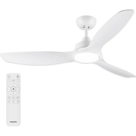 Philips – Ventilateur de plafond blanc 132 cm – Éclairage LED réglable 3000-6500K – Télécommande RF – 6 vitesses – Moteur CC silencieux (1/4)