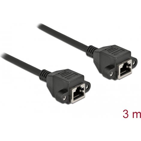 Delock Cable de extensiÃ³n de red S/FTP RJ45 hembra a RJ45 hembra Cat.6A 3 m negro