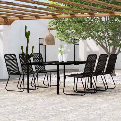 vidaXL 7 Piece Garden Dining Set Black (1/5)