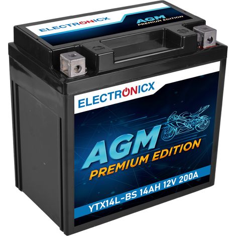 Electronicx YTX14L-BS AGM Motorradbatterie 12V 14Ah 200A - Wartungsfrei - HVT-03 (1/5)
