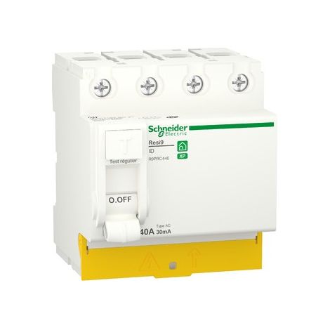Interrupteur Différentiel SCHNEIDER ELECTRIC Resi9 XP 4P 40A 30mA Type AC Peignable - R9PRC440