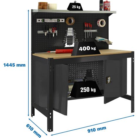 Simonrack Arbeitstisch Metall Anthrazit 1445x910x610 mm