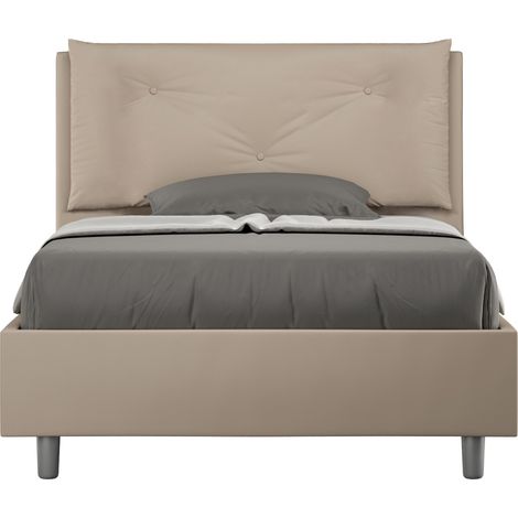 Letto 1 Piazza E Mezzo 120x190 cm con Rete Imbottito in Similpelle Appia Large Tortora (1/5)
