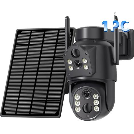 Telecamera di sicurezza, 1080p WiFi, alimentazione solare, fotocamera nera da 8 MP (1/2)