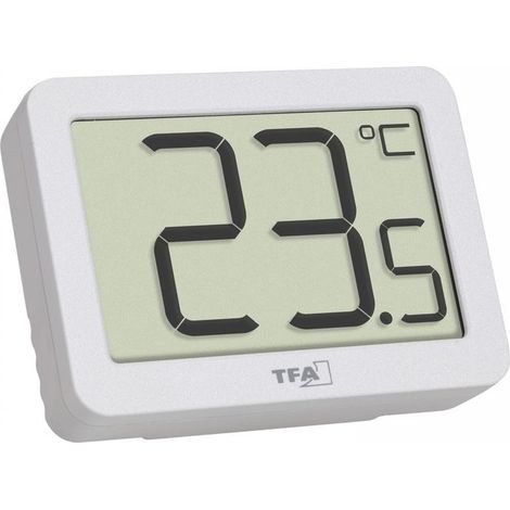 TFA Dostmann termometro digitale per interni, 30.1065.02, monitoraggio della temperatura ambiente, mini termometro, piccolo, bianco