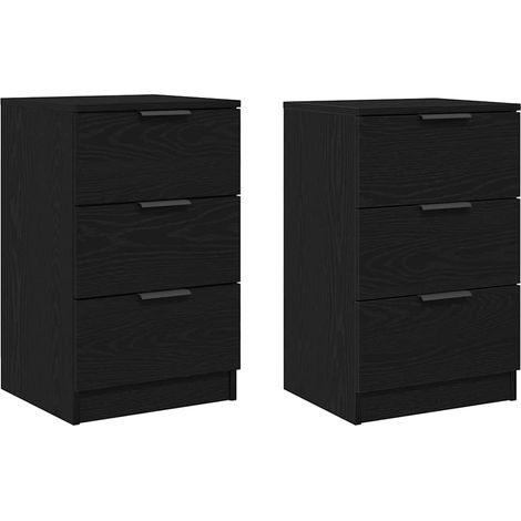 Maison Exclusive - Armario de Noche con cajón 2 pcs Roble Negro 4