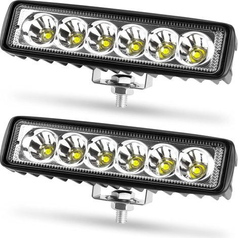 LED-Arbeitsscheinwerfer, 18 W LED-Zusatzscheinwerfer, 12 V/24 V Autoscheinwerfer, IP67 wasserdicht, 6000 K LED-Scheinwerfer für SUV, LKW, Traktor, Geländewagen – 2er-Pack (1/5)