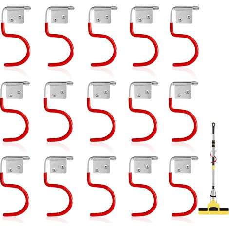 15 Pièces Porte-Outils de Jardin Crochets en Métal, Porte-Balai Porte-Outils Rouge Suspendu avec Revêtement en Caoutchouc Antidérapant pour Outils de Jardin Systèmes d'organisation de Garage (1/5)