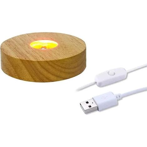 Support de lampe LED - Boule de cristal - Bois - Alimentation USB - 7 couleurs SANPIE (1/4)