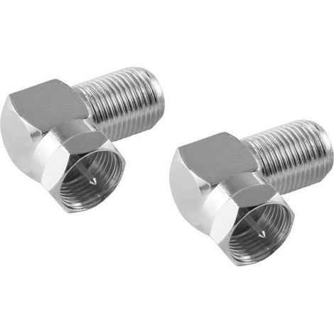 2x Adaptateur TV SAT coudé (adaptateur d'antenne SAT coudé à 90 dégrés) (Coupleur F coaxial vers Fiche F) pour câble d'antenne et Ra