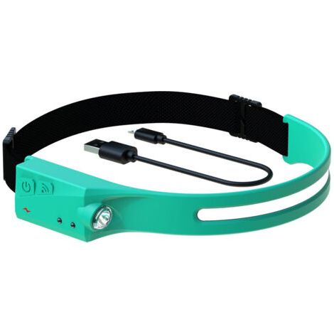 Lampe frontale légère, étanche, à détecteur de mouvement, idéale pour le vélo, la course à pied, la pêche et le camping, bleu lac