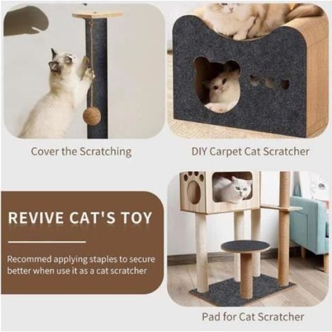 grattoir chat canapé,40200CM tapis griffoir chat,Auto-adhésif Tapis Griffoir pour Chat,DIY Trimmable Chats Grattoir,(Gris clair) (1/4)