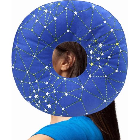 23x23x5CM (Blau) Coussin De Piercing Avec Trou, Coussin Piercing Avec Trou, Oreiller Avec Trou, Coussin Donut Pour L'oreille, Coussin Oreille (1/5)