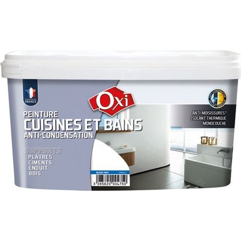 Wand-/Deckenfarbe Küche und Bad Matt Weiß 2,5 l - Oxi