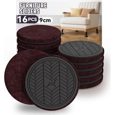 Patin Glisseur pour Meuble Lourd,Violet Rond 16 Pièces - 9cm Furniture Sliders, Meuble Patin Protégez Le Plancher de Bois Franc,Déplacez Les Meubles Lourds Rapidement et Facilement (1/5)