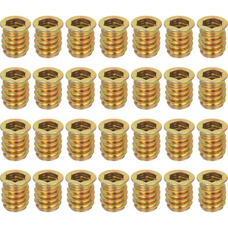 Pack de 28 tuercas roscadas M10 x 20 mm para madera – Tornillos de acero al carbono para muebles – Tuercas de fijación (1/5)
