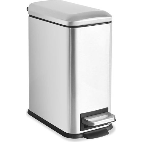 Poubelle de tri sélectif - Poubelle à pédale - Couvercle à fermeture douce et étanche - 1 pièce - Blanche (1/5)