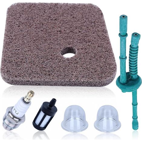 Kit de filtro de aire para STIHL FS38 FS45 FS55 FS45C FS55R HS45, etc. Filtro de aire de algodón + Filtro de combustible + Bomba de cebado + Manguera de combustible + Bujía 4140-124-2800 4140 358 7702 (1/5)