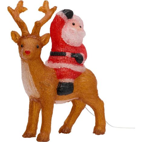 Père Noël et renne lumineux d'extérieur clignotant 60 LED H. 49 cm solaire - Atmosphera créateur d'intérieur (1/3)