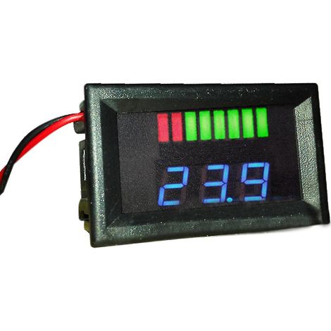 Indicateur de capacité de batterie au plomb-acide 12 V, testeur de niveau de charge à LED bleue, voltmètre (1/5)