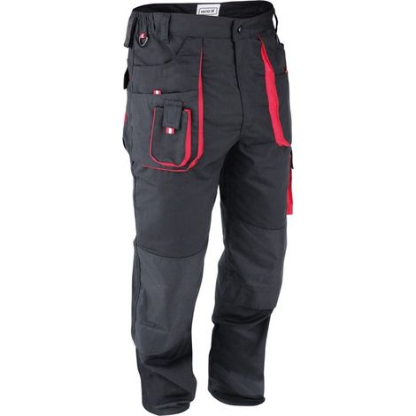 Pantaloni da lavoro DUERO neri/rossi taglia S (1/2)