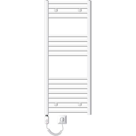 LuxeBath Scaldasalviette elettrico Sahara 500x1200 mm Bianco Connessione laterale dritta e asta di riscaldamento 1200W con termostato e display digitale, scaldasalviette con riscaldamento a cartuccia, (1/4)