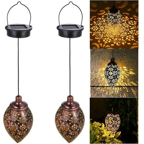 BelleRise - Lampe de jardin suspendue à énergie solaire, lampe en métal, décoration extérieure adaptée aux cours, vérandas et patios. (1/5)