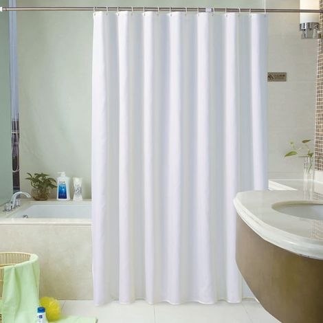 Duschvorhang 180 x 200 cm mit 12 Haken, weiß, schnelltrocknend, wasserdichtes Polyester, maschinenwaschbar, Badezimmervorhang (1/5)