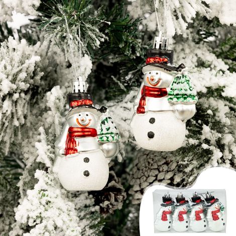 Glace Artificielle - Boule De Décoration De Noël En ABS - Forme De Bonhomme De Neige - Pour Arbre De Noël Et Décorations De Fête - 4 Pièces (1/5)