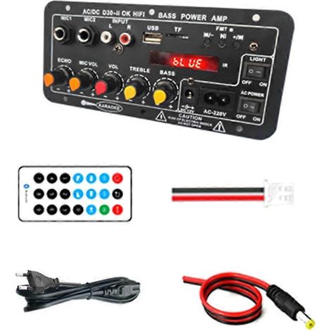 Carte d'amplificateur Bluetooth numérique 12 V, caisson de basses, amplificateur karaoké à double microphone pour home cinéma (1/5)