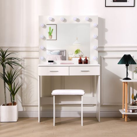 Hollywood Dressing Table Set with Large Lighted Mirror (1/3)