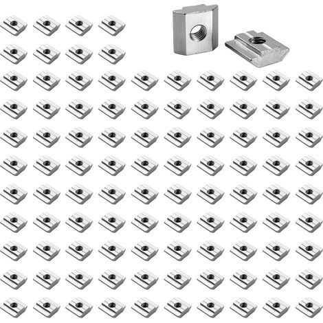 100PCS Écrous Coulissants,30 Série,Rainure 8mm,Type B,M6,en Acier (1/5)
