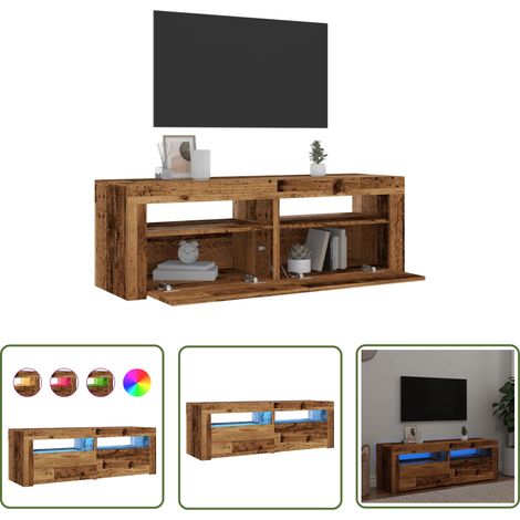 vidaXL TV-Schrank mit LED Altholz-Optik 120x35x40 cm Holzwerkstoff (1/5)