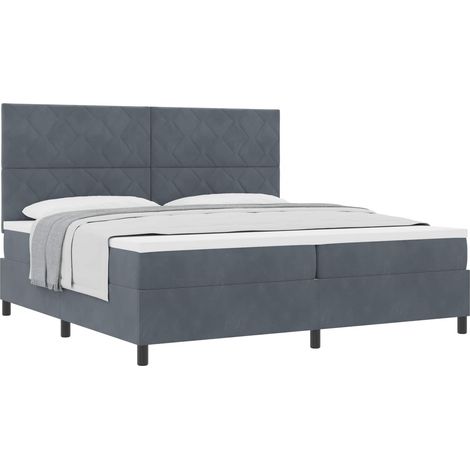 Maison Exclusive - Letto a molle con testiera Grigio scuro 200 x 200 cm Velluto (1/5)