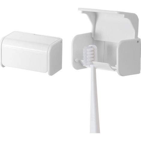 Porte-Brosse A Dents - Mural Avec Couvercle - Auto-Adhesif Sans Perçage - Pour Salle De Bain Douche Cuisine Caravane - 7 X 4 X 4 Cm - 1 Unite (1/5)