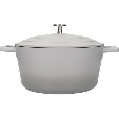 MasterClass Cazuela Mediana con Tapa 4 Litros/24 cm, Aluminio Fundido Ligero, Apta para Horno y Placa de Inducción, Gris Ombre