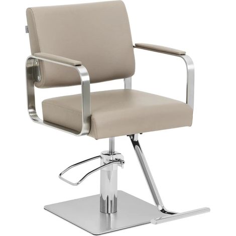 Poltrona da parrucchiere con poggiapiedi 92 x 61 x 87 cm 200 kg argento beige 140008968