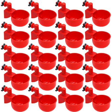 Ensemble de 20 abreuvoirs automatiques pour volailles, comprenant des coupelles pour poules et canards, avec distributeur suspendu.-AquaForge (1/5)