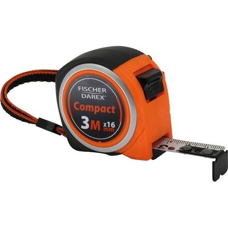 FISCHER DAREX - Mètre ruban compact bi matière autobloquant 3m x 16mm