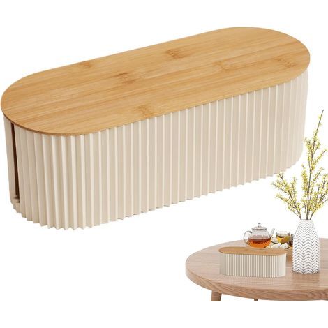 Boîte de rangement pour câbles avec couvercle en bois – Cache-multiprise, organisateur multifonction et gestion des fils, pour le bureau et la maison (1/5)
