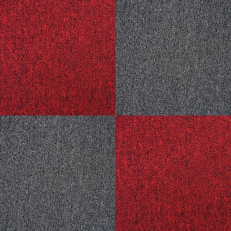 Monster-Shop – Dalle de moquette ultra-résistante noir charbon et rouge écarlate – 40 dalles 50cm x 50cm – Couverture 10m² – Antidérapante et facile à nettoyer